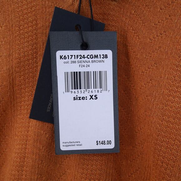 New John Varvatos Men's XS Zion Polo Sienna Brown Textured Organic Cotton - Picture 8 of 15